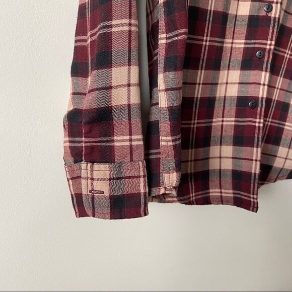 BCBG-Plaid Denim Cuff Button Down Shirt-XS - Picture 8 of 11